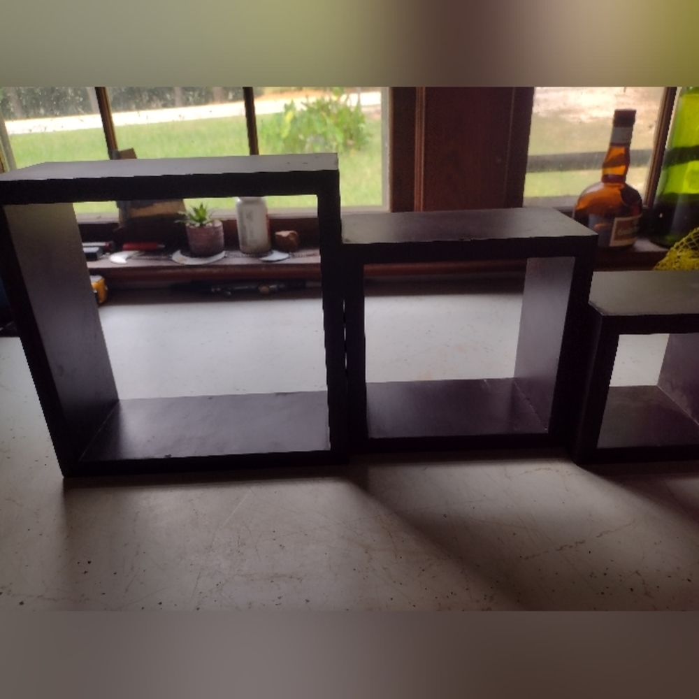 3 wood hangable box shelves